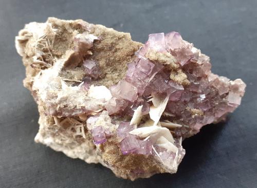 Fluorite, Baryte<br />Berbes mining area, Berbes, Ribadesella, Comarca Oriente, Principality of Asturias (Asturias), Spain<br />6 x 3 cm<br /> (Author: Volkmar Stingl)