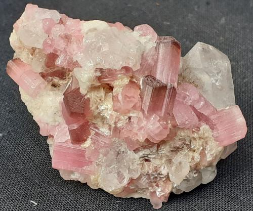 Tourmaline (variety rubellite), Quartz<br />Gaoligong Mountains, Nujiang Valley, Nujiang Autonomous Prefecture, Yunnan Province, China<br />4,5 x 3 cm<br /> (Author: Volkmar Stingl)