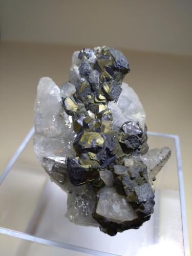 Calcite, Galena, Pyrite<br />San Giovanni Mine, Punta della Torre, Iglesias, Sud Sardegna Province, Sardinia/Sardegna, Italy<br />59 x 42 mm<br /> (Author: Sante Celiberti)