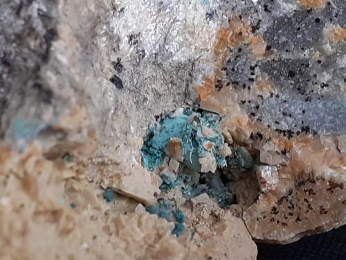 Malachite, Dolomite<br />Distrito minero Ringenwechsel, Troi, Distrito Schwaz, Valle Inn, Tirol Norte, Tirol, Austria<br />FoV ca. 1 x 1,5 cm<br /> (Author: Volkmar Stingl)