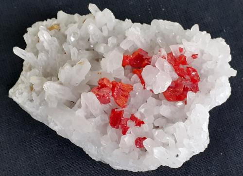 Realgar, Quartz<br />Palomo Mine, Castrovirreyna Province, Huancavelica Department, Peru<br />6 x 4 cm<br /> (Author: Volkmar Stingl)