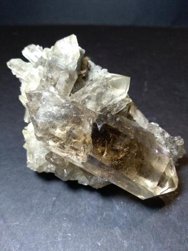 Quartz (variety smoky)<br />Giuv glacier (Giuv Gletscher), Val Giuv, Tujetsch (Tavetsch), Vorderrhein Valley, Grischun (Grisons; Graubünden), Switzerland<br />89 x 55 mm<br /> (Author: Sante Celiberti)