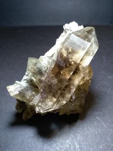 Quartz (variety smoky)<br />Giuv glacier (Giuv Gletscher), Val Giuv, Tujetsch (Tavetsch), Vorderrhein Valley, Grischun (Grisons; Graubünden), Switzerland<br />89 x 55 mm<br /> (Author: Sante Celiberti)