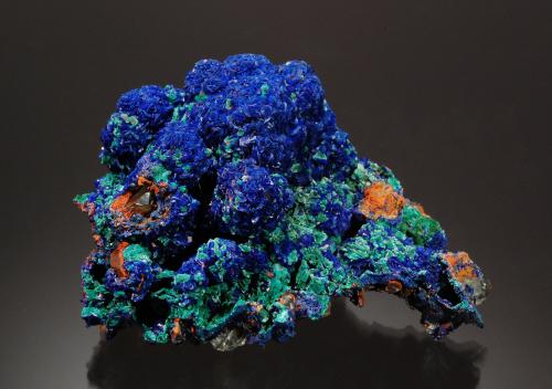 Azurite and Malachite<br />M'Cissi, Alnif Commune, Tinghir Province, Drâa-Tafilalet Region, Morocco<br />6.5 x 4.0 x 3.0 cm<br /> (Author: Michael Shaw)