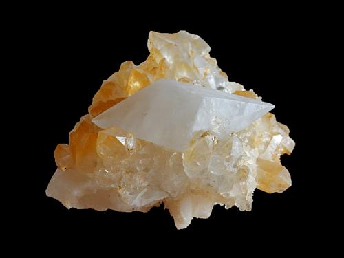 Quartz and Calcite<br />Wergenstein, Mathon, Schams, Viamala Region, Grischun (Grisons; Graubünden), Switzerland<br />90 mm x 70 mm x60 mm<br /> (Author: Dany Mabillard)