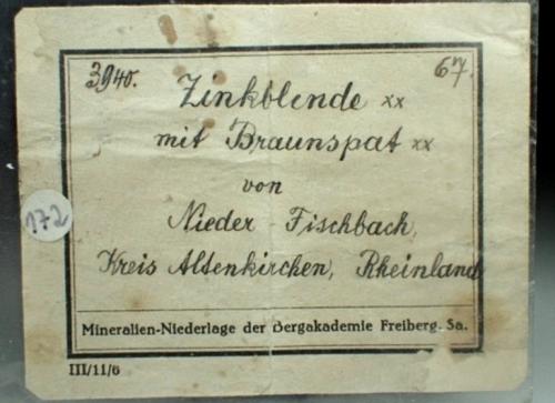 Calcite on Ankerite on Sphalerite<br />Niederfischbach, Altenkirchen (Westerwald), Siegerland, Rhineland-Palatinate/Rheinland-Pfalz, Germany<br />Specimen size 15 cm<br /> (Author: Tobi)