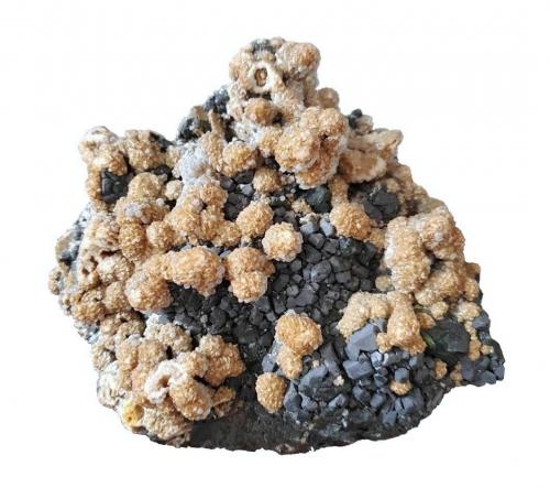 Calcite on Ankerite on Sphalerite<br />Niederfischbach, Altenkirchen (Westerwald), Siegerland, Rhineland-Palatinate/Rheinland-Pfalz, Germany<br />Specimen size 15 cm<br /> (Author: Tobi)