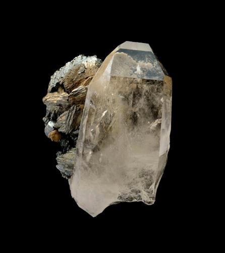 Cuarzo con Arsenopirita<br />Minas da Panasqueira, Aldeia de São Francisco de Assis, Covilhã, Castelo Branco, Cova da Beira, Centro, Portugal<br />Ejemplar de 8,5x6,5cm, con un cristal de 8x4,4cm de Cuarzo y Arsenopiritas de de hasta  2cm.<br /> (Autor: DAni)