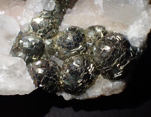 Pyrite, Calcite<br />Rivet Quarry, level 1, Peyrebrune area, Montredon-Labessonnié, Le Haut Dadou, Castres, Tarn, Occitanie, France<br />66 mm x 42 mm x 18 mm<br /> (Author: Don Lum)