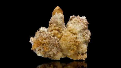 Calcite on quartz<br />Temperino Mine, Campiglia Marittima, Campigliese, Livorno Province, Tuscany, Italy<br />mm.80x65x50<br /> (Author: Diego Pucci)