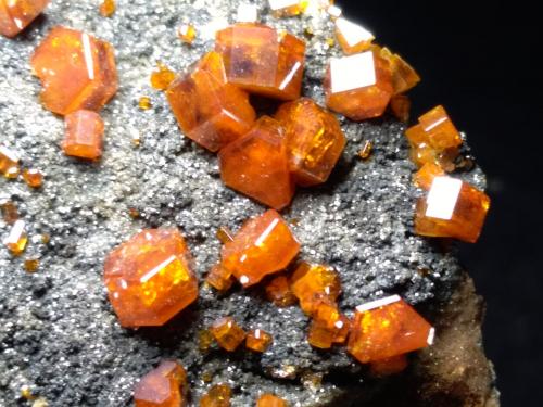 Vanadinite, Mottramite<br />Mibladen (distrito minero Mibladen), Midelt, Provincia Midelt, Región Drâa-Tafilalet, Marruecos<br />84 x 47 mm<br /> (Author: Sante Celiberti)