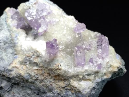 Quartz (variety amethyst), Calcite<br />Capurru Quarry, Osilo, Sassari Province, Sardinia/Sardegna, Italy<br />11 x 7,5 cm<br /> (Author: Sante Celiberti)