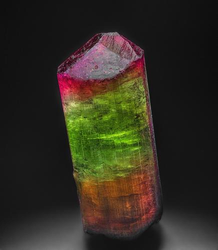 Elbaite<br />Terra Corrida claim (Baixão claim), Coronel Murta, Jequitinhonha, Minas Gerais, Brazil<br />8.3 x 3.3 cm<br /> (Author: am mizunaka)