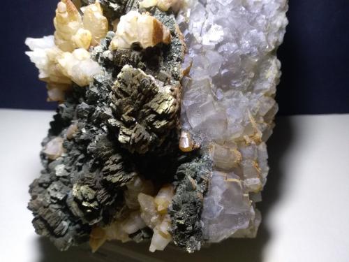 Fluorite, Marcasite, Calcite<br />Silius, Metropolitan City of Cagliari, Sardinia/Sardegna, Italy<br />19 x 11 cm<br /> (Author: Sante Celiberti)