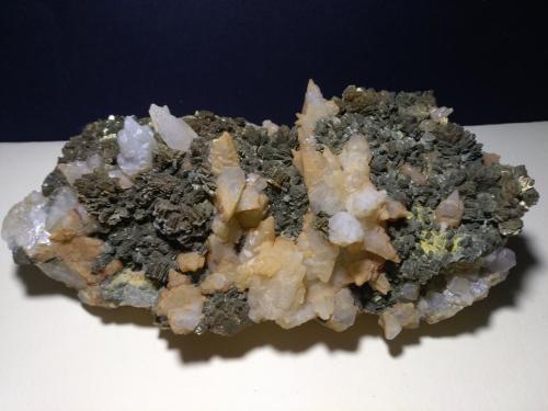 Fluorite, Marcasite, Calcite.<br />Silius, Metropolitan City of Cagliari, Sardinia/Sardegna, Italy<br />19 x 11 cm<br /> (Author: Sante Celiberti)