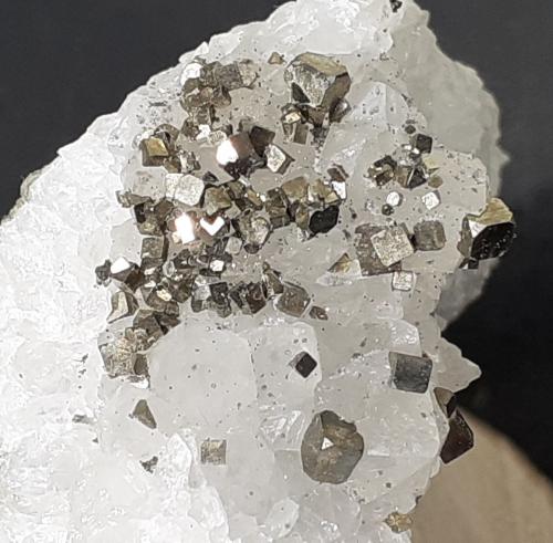 Pyrite, Quartz<br />Túnel norte Wuyi (obras), Wuyishan, Prefectura Nanping, Provincia Fujian, China<br />FoV 2 x 2 cm<br /> (Author: Volkmar Stingl)