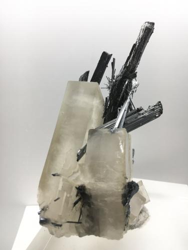 Stibnite on Baryte<br />Wuning Mine, Qingjiang, Wuning, Jiujiang Prefecture, Jiangxi Province, China<br />12 x 7 X 4 cm<br /> (Author: Jean Suffert)