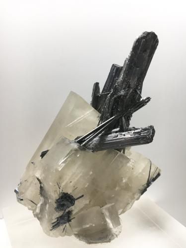 Stibnite on Baryte<br />Wuning Mine, Qingjiang, Wuning, Jiujiang Prefecture, Jiangxi Province, China<br />12 x 7 X 4 cm<br /> (Author: Jean Suffert)