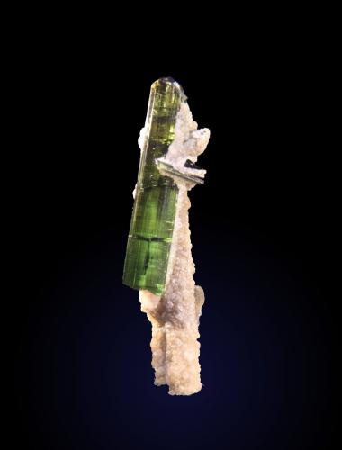 Elbaite and Muscovite<br />Minas Gerais, Brasil<br />16mm x 48mm x 12mm<br /> (Author: Firmo Espinar)