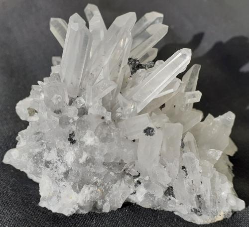 Quartz, Stibnite<br />Naica, Municipio Saucillo, Chihuahua, Mexico<br />6 x 5 cm<br /> (Author: Volkmar Stingl)