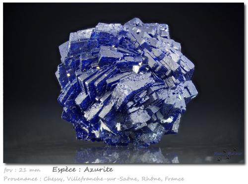 Azurite<br />Chessy-les-Mines, Les Bois d'Oingt, Villefranche-sur-Saône, Rhône, Auvergne-Rhône-Alpes, France<br />fov 21 mm<br /> (Author: ploum)