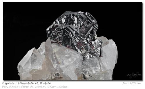 Hematite and Rutile<br />Cavradi, Curnera Valley, Tujetsch (Tavetsch), Vorderrhein Valley, Grischun (Grisons; Graubünden), Switzerland<br />fov 6.70 cm<br /> (Author: ploum)