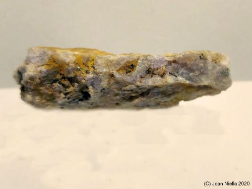 Cechita<br />Mina María Magdalena (Mina Santiago), calicata 'de l´Alzina', Lo Fangar (Els Solans), Ulldemolins, Comarca Priorat, Tarragona, Cataluña / Catalunya, España<br />60x18 mm<br /> (Autor: Joan Niella)