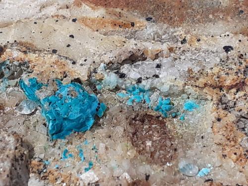 Chrysocolla, Dolomite, Calcite, Cuproadamite (?)<br />Ringenwechsel Mining District, Troi, District Schwaz, Inn Valley, North Tyrol, Tyrol/Tirol, Austria<br />8 x 5 cm<br /> (Author: Volkmar Stingl)