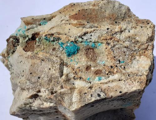 Chrysocolla, Dolomite, Calcite, Cuproadamite (?)<br />Ringenwechsel Mining District, Troi, District Schwaz, Inn Valley, North Tyrol, Tyrol/Tirol, Austria<br />8 x 5 cm<br /> (Author: Volkmar Stingl)