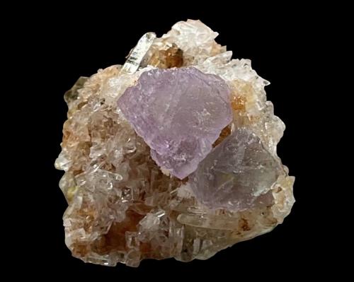 Fluorite and Creedite<br />Navidad Mine, Abasolo, Rodeo, Municipio de Rodeo, Durango, Mexico<br />27x26x21mm<br /> (Author: david916)