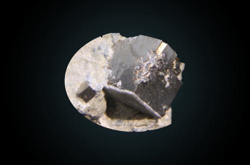 Cookeite and Pyrite<br />Ampliación a Victoria Mine, De Alcarama Range, Navajún, Comarca Cervera, La Rioja, Spain<br />13mm on edge pyrite<br /> (Author: Firmo Espinar)
