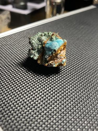 Rosasite with Calcite<br />Mina Ojuela, Mapimí, Municipio Mapimí, Durango, México<br /><br /> (Author: Shawn S)