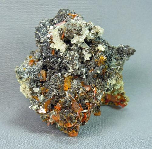 Fornacite with Wulfenite and Cerussite<br />Mammoth-St. Anthony Mine, St. Anthony deposit, Tiger, Mammoth District, Pinal County, Arizona, USA<br />5.0cm x 5.0cm<br /> (Author: rweaver)