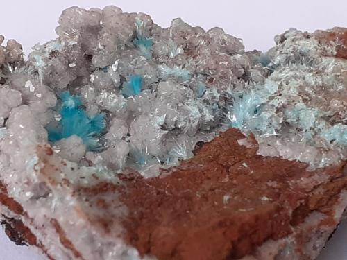 Aurichalcite, Calcite<br />Lavrion Mining District, Attikí (Attica) Prefecture, Greece<br />4 x 2,5 cm<br /> (Author: Volkmar Stingl)