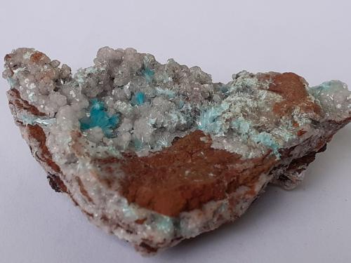 Aurichalcite, Calcite<br />Lavrion Mining District, Attikí (Attica) Prefecture, Greece<br />4 x 2,5 cm<br /> (Author: Volkmar Stingl)