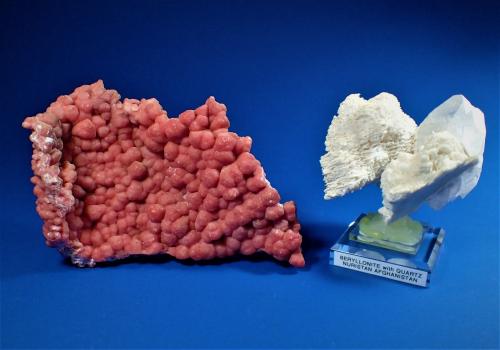 Rhodochrosite, Beryllonite, Quartz<br /><br /><br /> (Author: Don Lum)