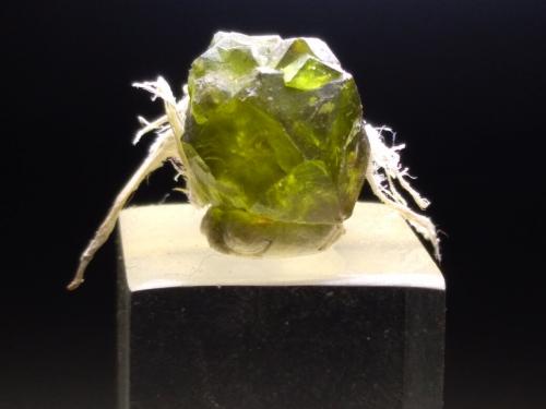 Andradita (variedad demantoide), Asbesto<br />Sferlùn asbestos Mine, Vallone del Cengiaccio, Lanzada, Malenco Valley (Valmalenco), Sondrio Province, Lombardy, Italy<br />12 x 11 mm<br /> (Autor: Sante Celiberti)