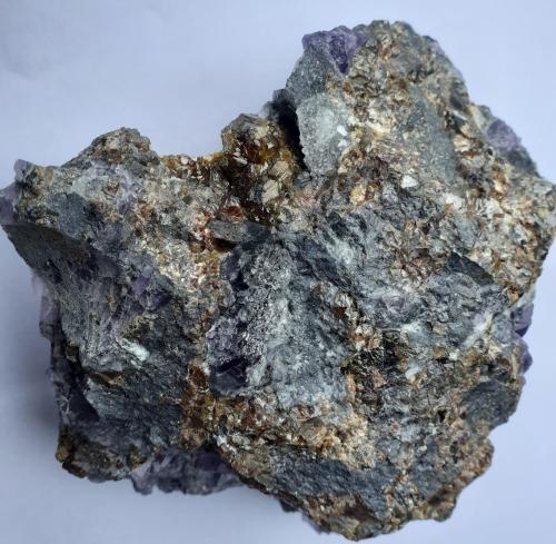 Sphalerite, Fluorite<br />Minas de plomo, Obernberg am Brenner, Distrito Innsbruck-Land, Tirol, Austria<br />12 x 12 cm<br /> (Author: Volkmar Stingl)