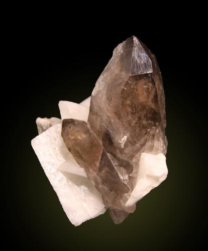 Quartz (variety smoky) and Orthoclase (variety adularia)<br />Innergschlöss Glacier, Tauern Valley, East Tyrol, Tyrol/Tirol, Austria<br />78mm x 94mm x 65mm<br /> (Author: Firmo Espinar)