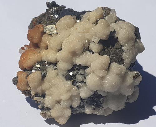 Calcite, Sphalerite, Pyrite, Arsenopyrite, Pyrrhotite<br />Stan Trg (Stan Terg, Stari Trg) Mine, Trepča Complex, Trepča Valley, Kosovska Mitrovica, Kosovska Mitrovica District, Kosovo<br />6 x 5 cm<br /> (Author: Volkmar Stingl)
