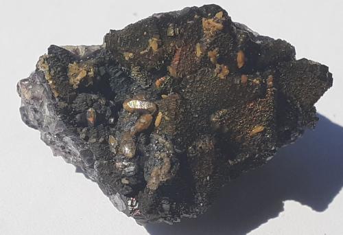Fluorite, Calcite, Goethite<br />Yongping Mine, Yongping, Yanshan, Shangrao Prefecture, Jiangxi Province, China<br />3 x 2 cm<br /> (Author: Volkmar Stingl)