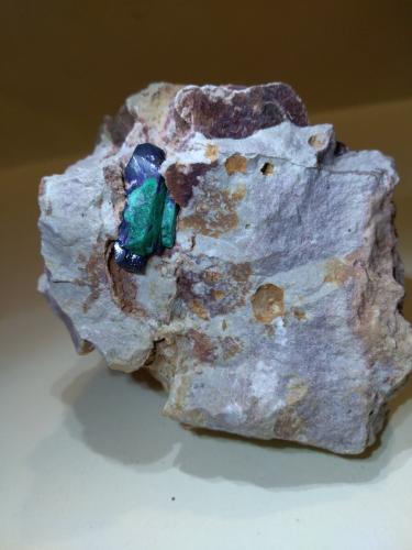 Azurite, Malachite<br />Kerrouchen, Khénifra Province, Beni Mellal-Khenifra Region, Morocco<br />88 x 68 mm<br /> (Author: Sante Celiberti)