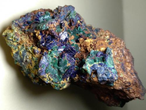 Azurite, Malachite<br />Sa Duchesa Mine, Oridda Valley, Domusnovas, Sud Sardegna Province, Sardinia/Sardegna, Italy<br />76 x 62 mm<br /> (Author: Sante Celiberti)