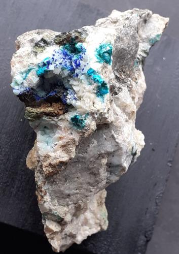 Azurite, Malachite, Chrysokolla, Zn-Olivenite, Dolomite<br />Ringenwechsel Mining District, Troi, District Schwaz, Inn Valley, North Tyrol, Tyrol/Tirol, Austria<br />7 x 5 cm<br /> (Author: Volkmar Stingl)