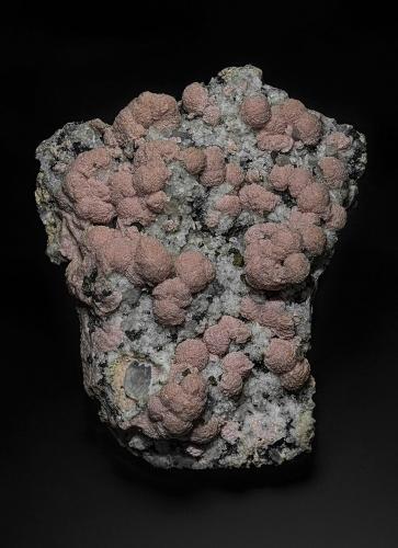 Rhodochrosite, Quartz<br />Mina Batantsi, Zona minera Madan, Montes Rhodope, Smolyan Oblast, Bulgaria<br />14.0 x 11.5 cm<br /> (Author: am mizunaka)