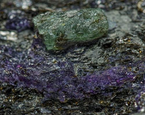 Beryl (variety emerald), Fluorite<br />Curlew Emerald Mine, Shaw River, East Pilbara Shire, Pilbara Region, Western Australia, Australia<br /><br /> (Author: am mizunaka)