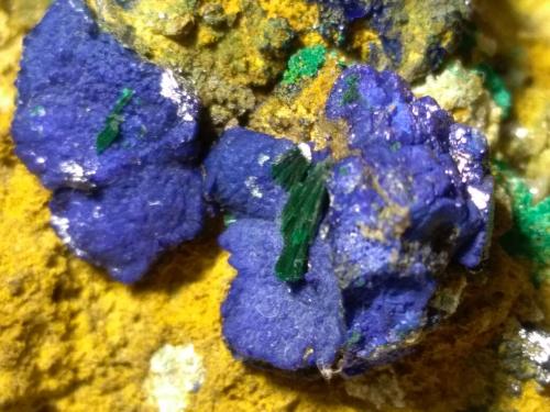 Azurite, Malachite<br />Kamariza Mines, Agios Konstantinos, Lavrion Mining District, Attikí (Attica) Prefecture, Greece<br />84 x 45 mm<br /> (Author: Sante Celiberti)