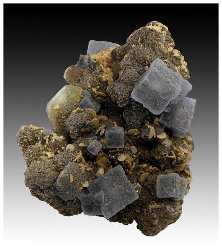 Fluorite, Fluorapatite, Siderite, Muscovite and Pyrite<br />Minas da Panasqueira, Aldeia de São Francisco de Assis, Covilhã, Castelo Branco, Cova da Beira, Centro, Portugal<br />9 cm x 8 cm x 6 cm<br /> (Author: silvia)