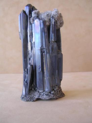 Stibnite w/quartz on matrix, 
Saijo,  Iyo Province, 
Shikoku, Japan
( 1870-1880’s ) 
14.5 x 6.5 x 4.5 cm (Author: Gail)