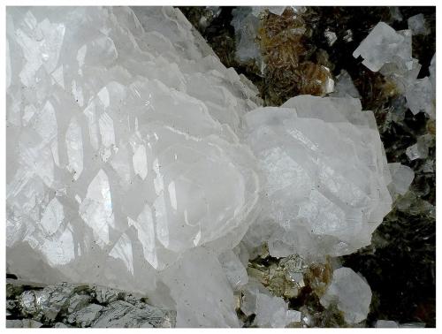 Calcite-Dolomite, Marcasite, Arsenopyrite, Muscovite<br />Minas da Panasqueira, Aldeia de São Francisco de Assis, Covilhã, Castelo Branco, Cova da Beira, Centro, Portugal<br />10 cm x 9 cm x 8 cm<br /> (Author: silvia)